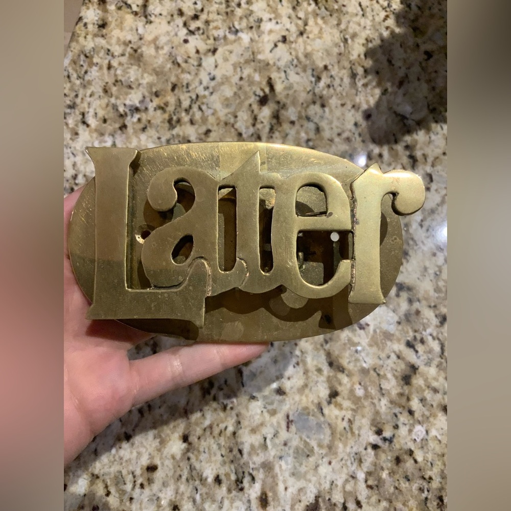 Vintage Mid Century Brass Later Paperweight Desk Organizer Clip Letter Holder - Picture 4 of 15